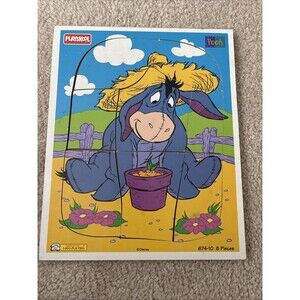 Playskool Wooden Puzzle Eeyore Winnie the Pooh Vintage 1994 674-10 8 Piece